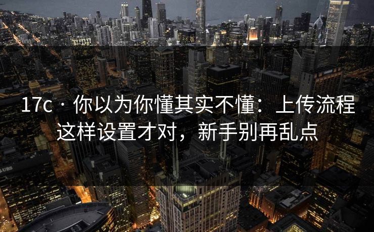 17c · 你以为你懂其实不懂：上传流程这样设置才对，新手别再乱点